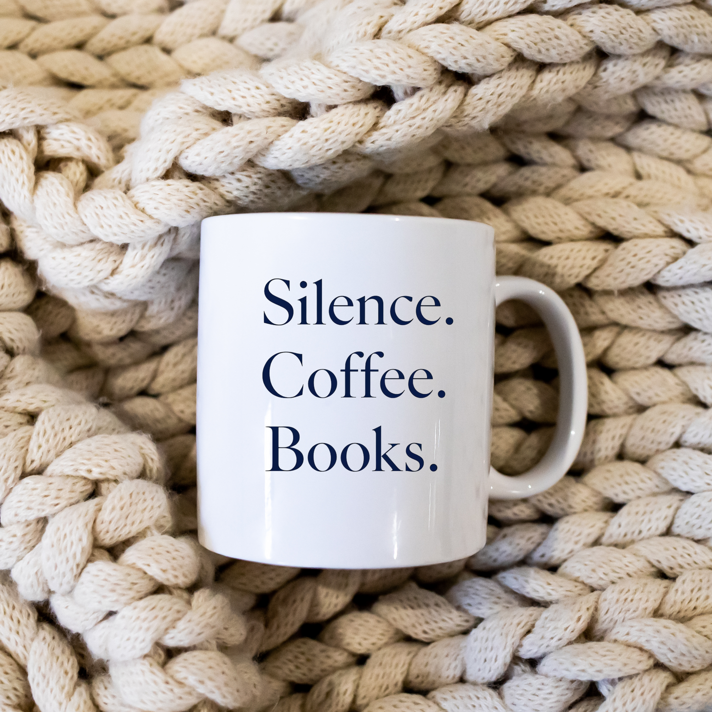 Silence Coffee Books Mug | Minimal Dark Academia Mug | Book Lover Gift - BOOKISH & BREW