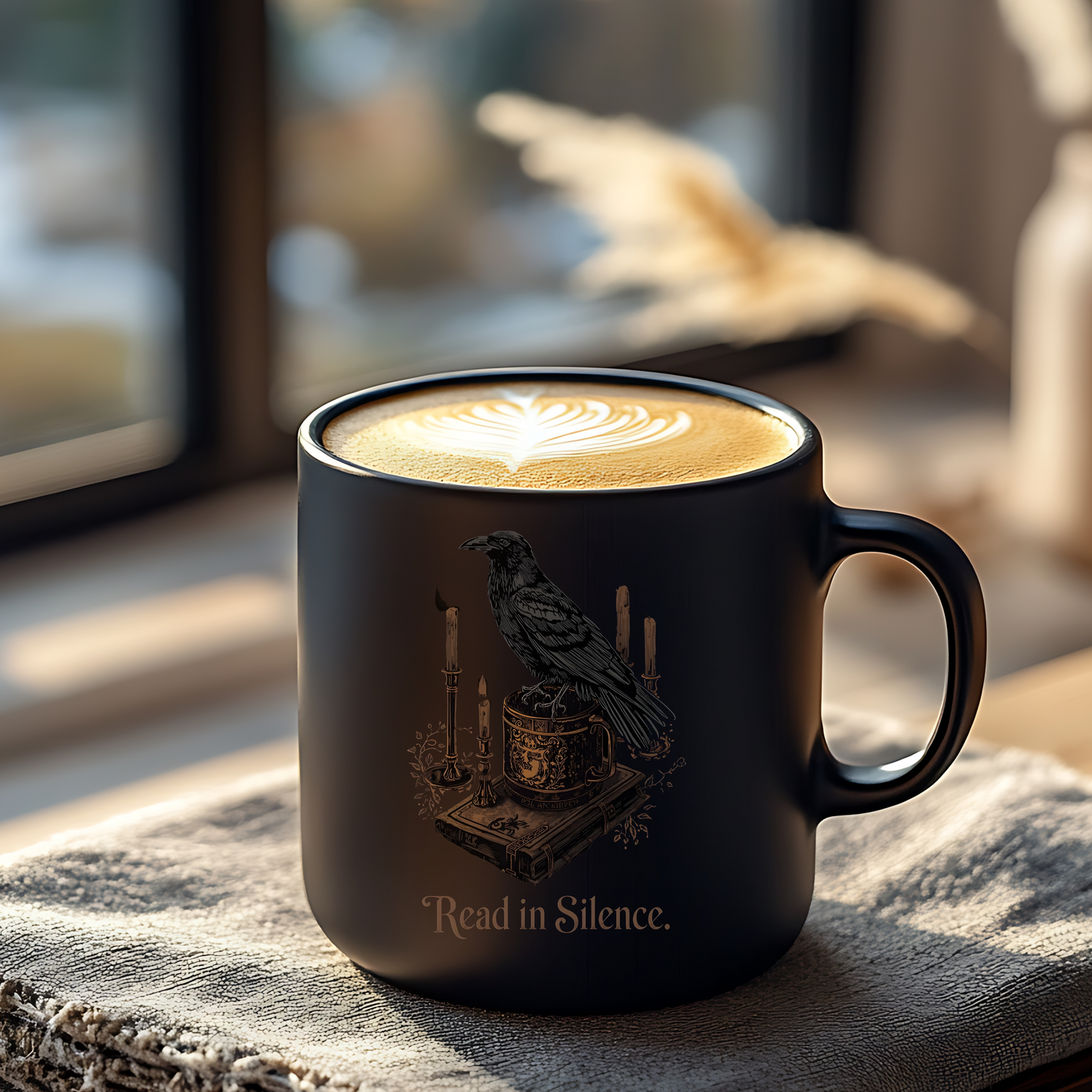 Read in Silence Mug | Raven Dark Academia Mug | Gothic Book Lover Gift - BOOKISH & BREW