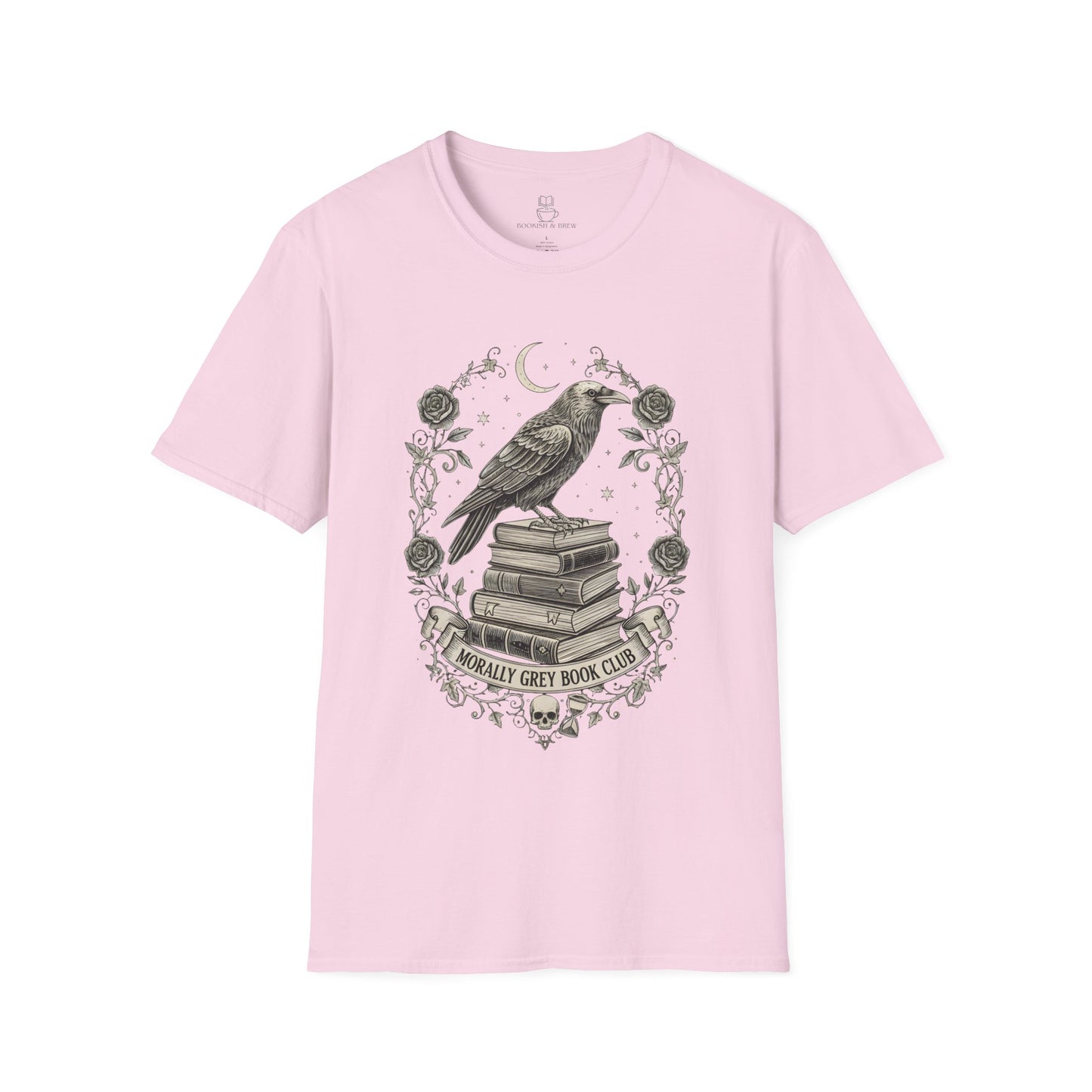 Gothic Raven Book Club T-Shirt - Morally Grey Book Club - BOOKISH & BREW
