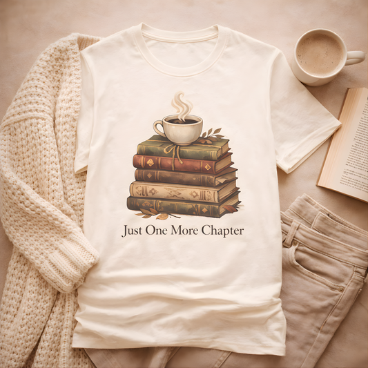 Just One More Chapter T-Shirt – Cozy Book Lover Tee