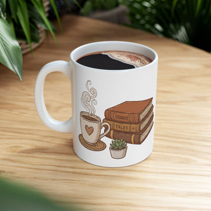 Cozy Reading Mug – Book Lover Coffee Cup Illustration - BOOKISH & BREW