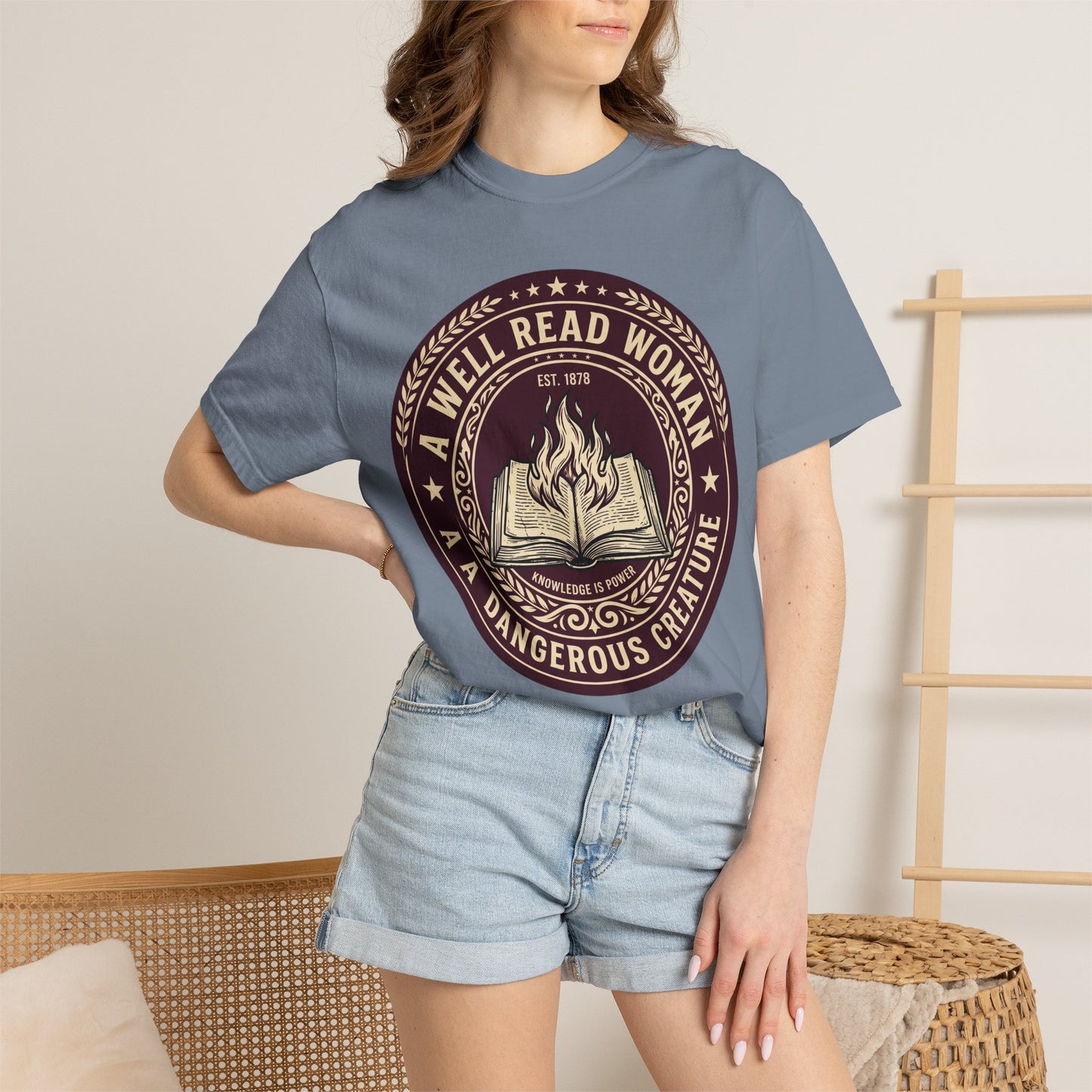 A Well Read Woman Is A Dangerous Creature Shirt — Bookish Tee Feminist Reader Gift Comfort Colors Book Lover Shirt Literary Gift Bookworm Tee