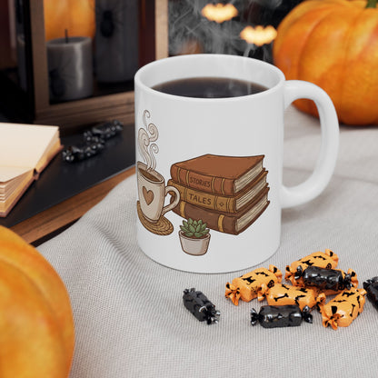 Cozy Reading Mug – Book Lover Coffee Cup Illustration - BOOKISH & BREW