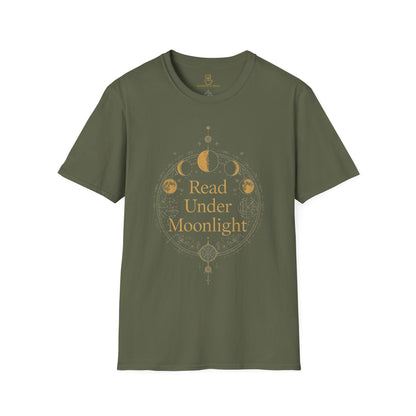 Read Under Moonlight T-Shirt — Moon Phases Graphic Tee for Book Lovers - BOOKISH & BREW