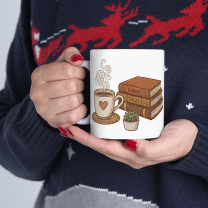 Cozy Reading Mug – Book Lover Coffee Cup Illustration - BOOKISH & BREW