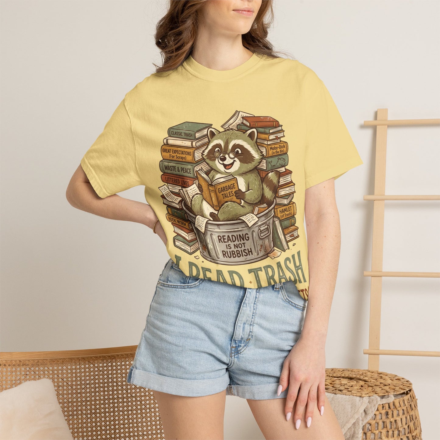 Funny Raccoon Reading Shirt — I Read Trash and I Have No Regrets — Book Lover Tee Bookish Gift Reader Shirt Comfort Colors Bookworm Gift