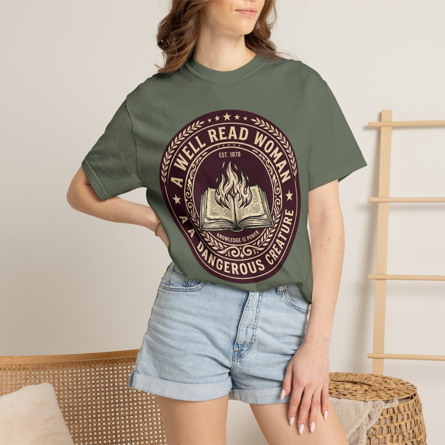 A Well Read Woman Is A Dangerous Creature Shirt — Bookish Tee Feminist Reader Gift Comfort Colors Book Lover Shirt Literary Gift Bookworm Tee