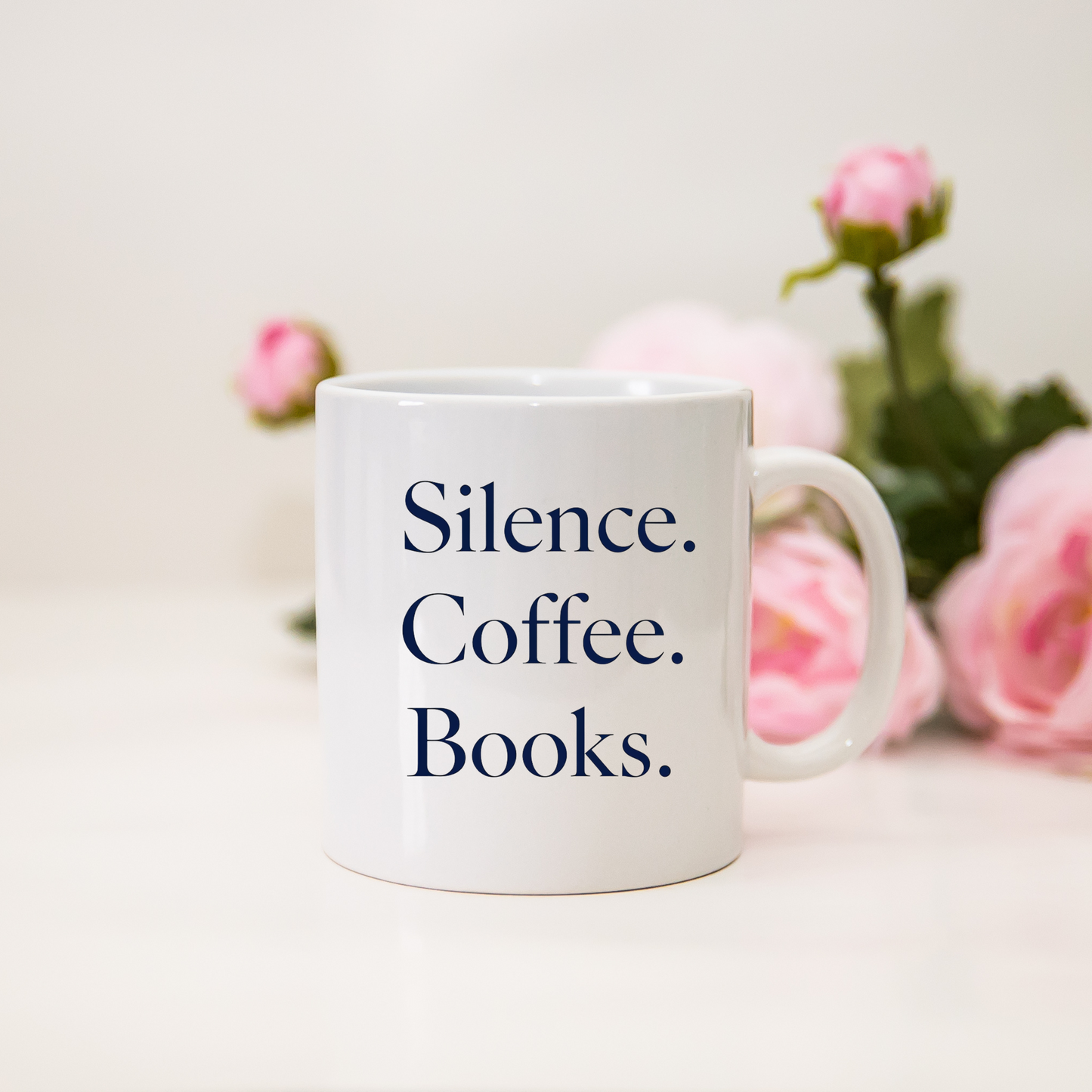 Silence Coffee Books Mug | Minimal Dark Academia Mug | Book Lover Gift - BOOKISH & BREW