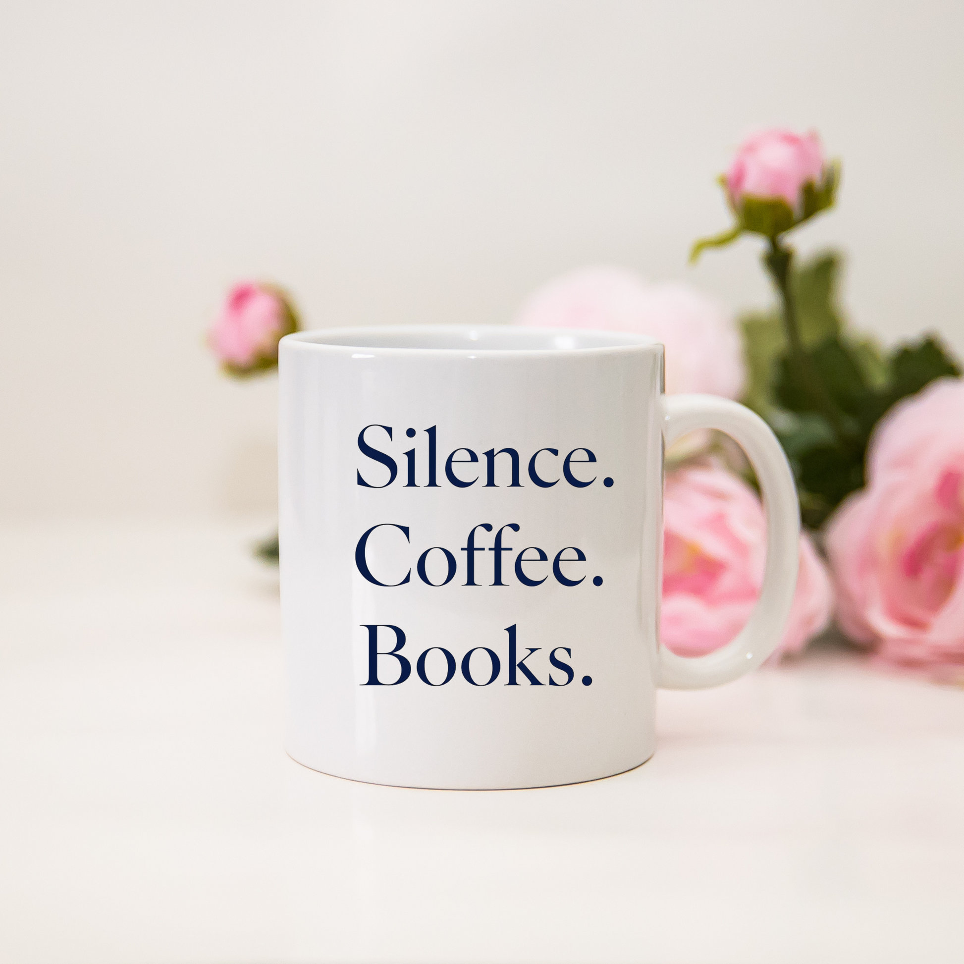 Silence Coffee Books Mug | Minimal Dark Academia Mug | Book Lover Gift - BOOKISH & BREW