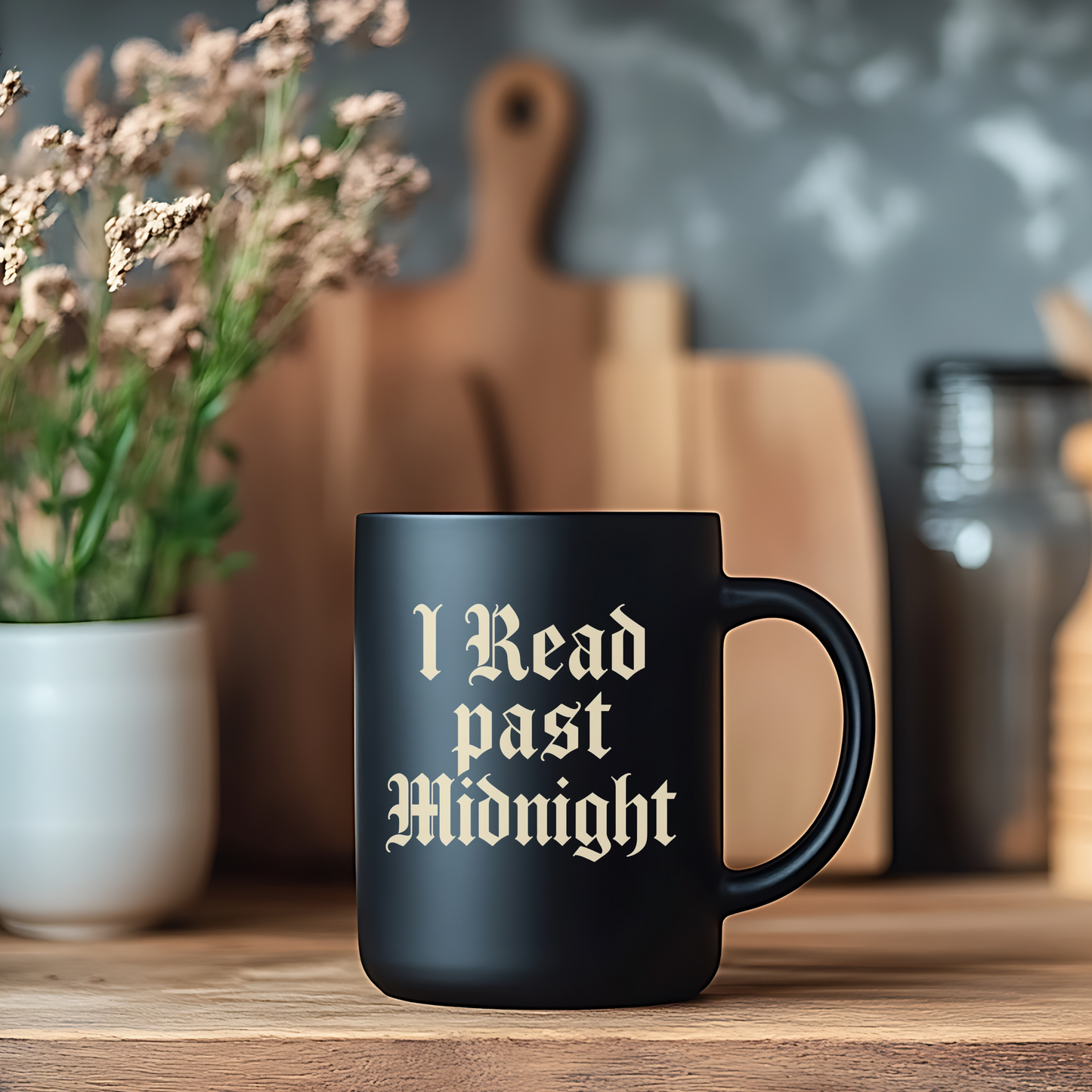 I Read Past Midnight Mug | Dark Academia Book Lover Coffee Cup | Gothic Literary Gift - BOOKISH & BREW