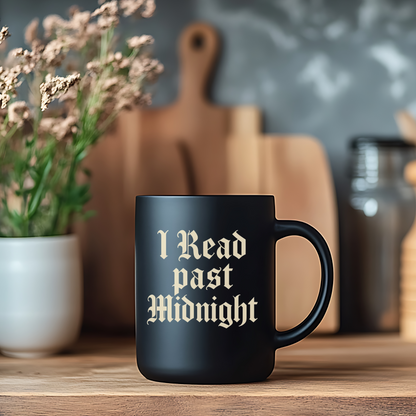 I Read Past Midnight Mug | Dark Academia Book Lover Coffee Cup | Gothic Literary Gift - BOOKISH & BREW