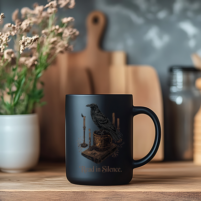 Read in Silence Mug | Raven Dark Academia Mug | Gothic Book Lover Gift - BOOKISH & BREW