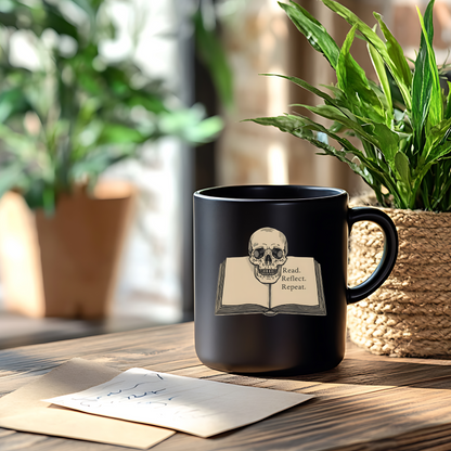 Read Reflect Repeat Mug | Dark Academia Literary Coffee Cup | Book Lover Gift - BOOKISH & BREW