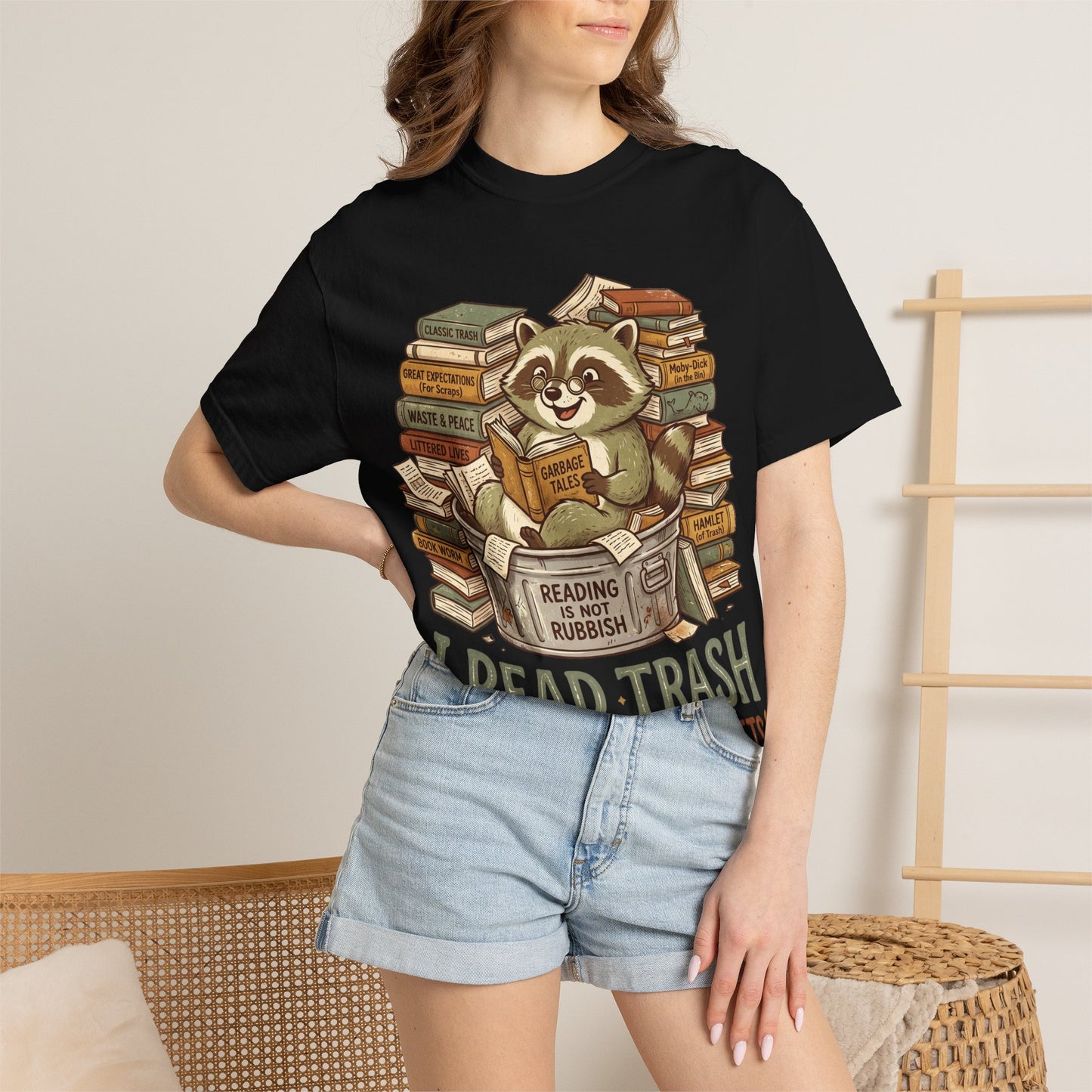 Funny Raccoon Reading Shirt — I Read Trash and I Have No Regrets — Book Lover Tee Bookish Gift Reader Shirt Comfort Colors Bookworm Gift