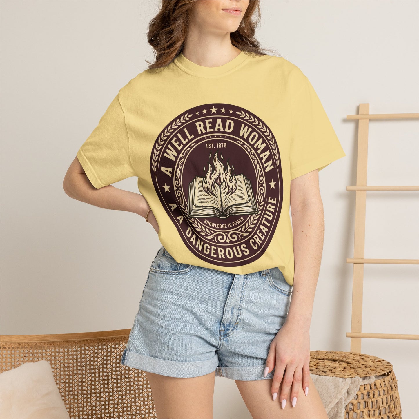 A Well Read Woman Is A Dangerous Creature Shirt — Bookish Tee Feminist Reader Gift Comfort Colors Book Lover Shirt Literary Gift Bookworm Tee