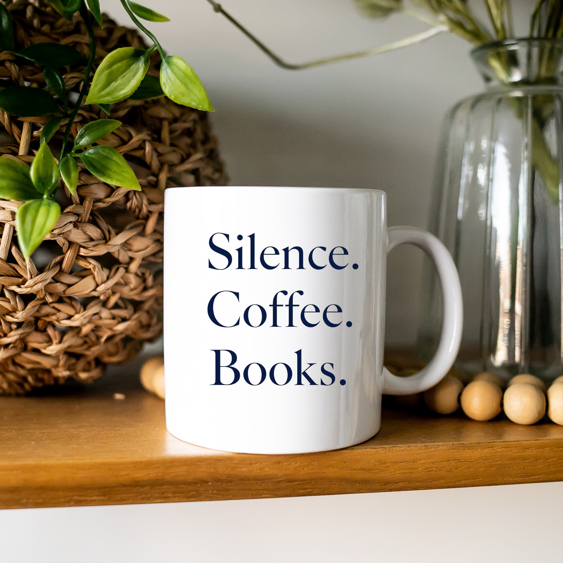 Silence Coffee Books Mug | Minimal Dark Academia Mug | Book Lover Gift - BOOKISH & BREW