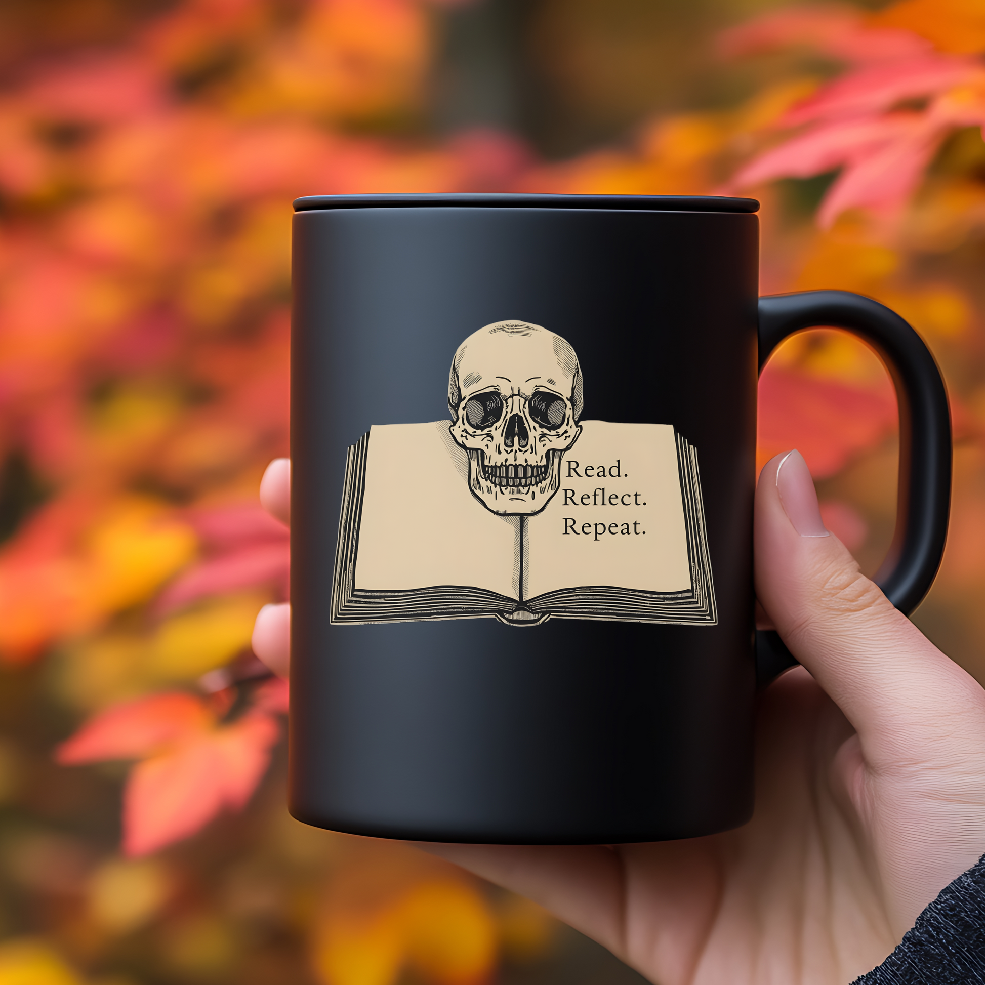 Read Reflect Repeat Mug | Dark Academia Literary Coffee Cup | Book Lover Gift - BOOKISH & BREW