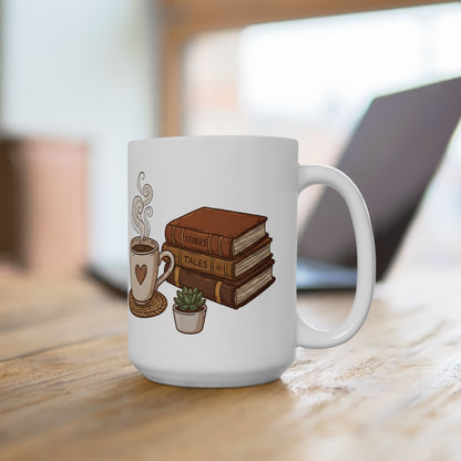 Cozy Reading Mug – Book Lover Coffee Cup Illustration - BOOKISH & BREW