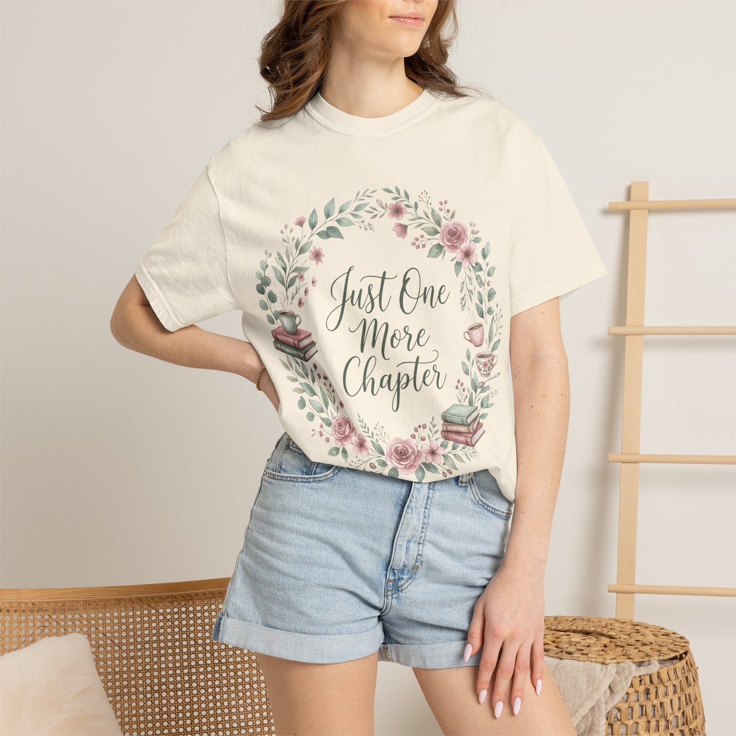Just One More Chapter Shirt — Book Lover T-Shirt Floral Bookish Tee Reader Gift Comfort Colors Book Club Shirt Bookworm Gift Reading Shirt