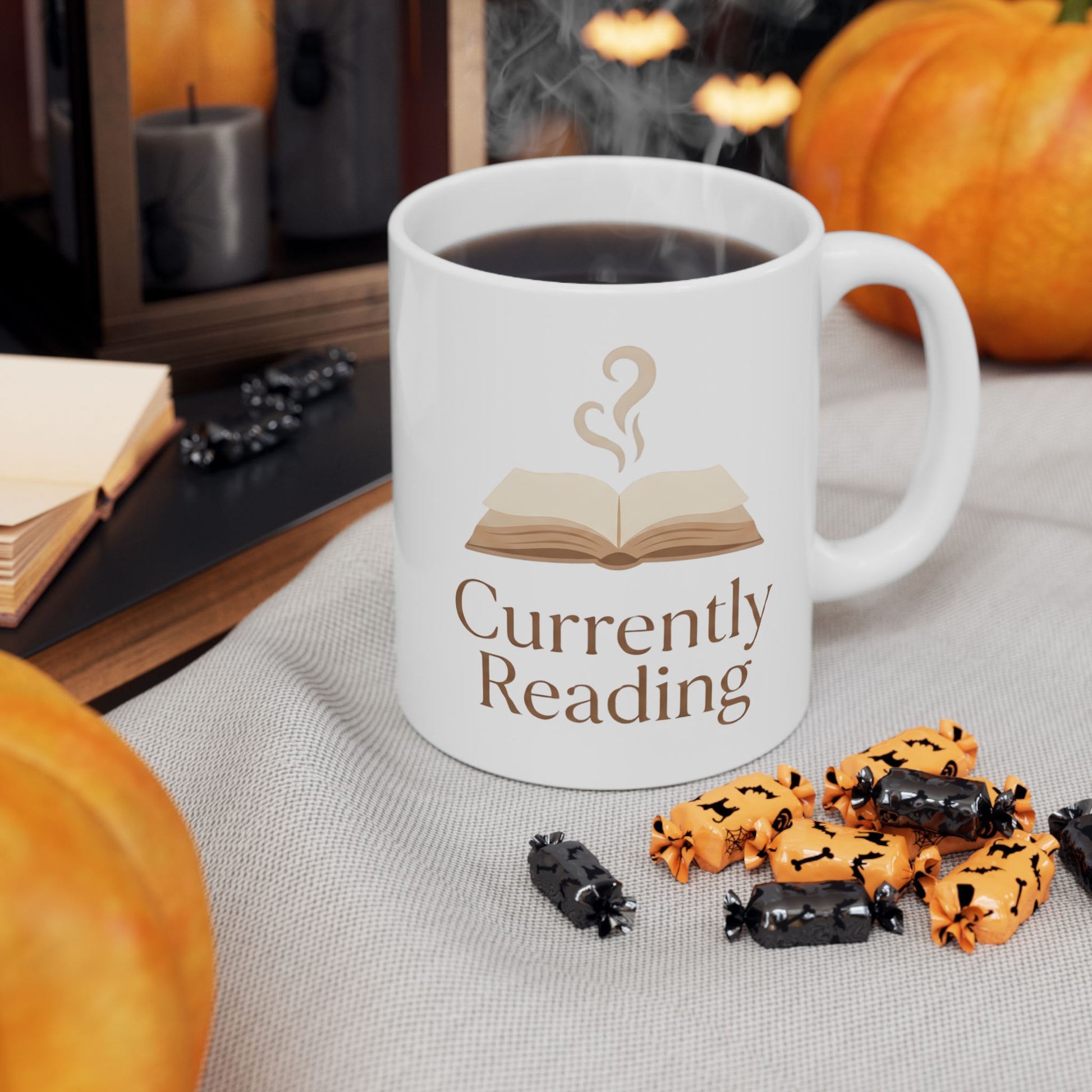 Currently Reading Mug – Minimal Book Lover Coffee Cup - BOOKISH & BREW