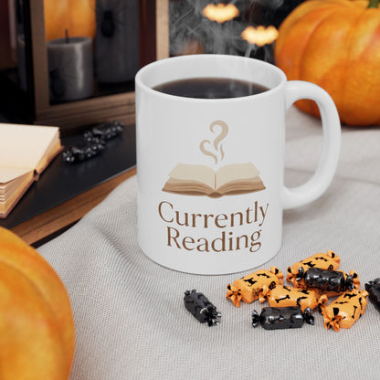 Currently Reading Mug – Minimal Book Lover Coffee Cup - BOOKISH & BREW