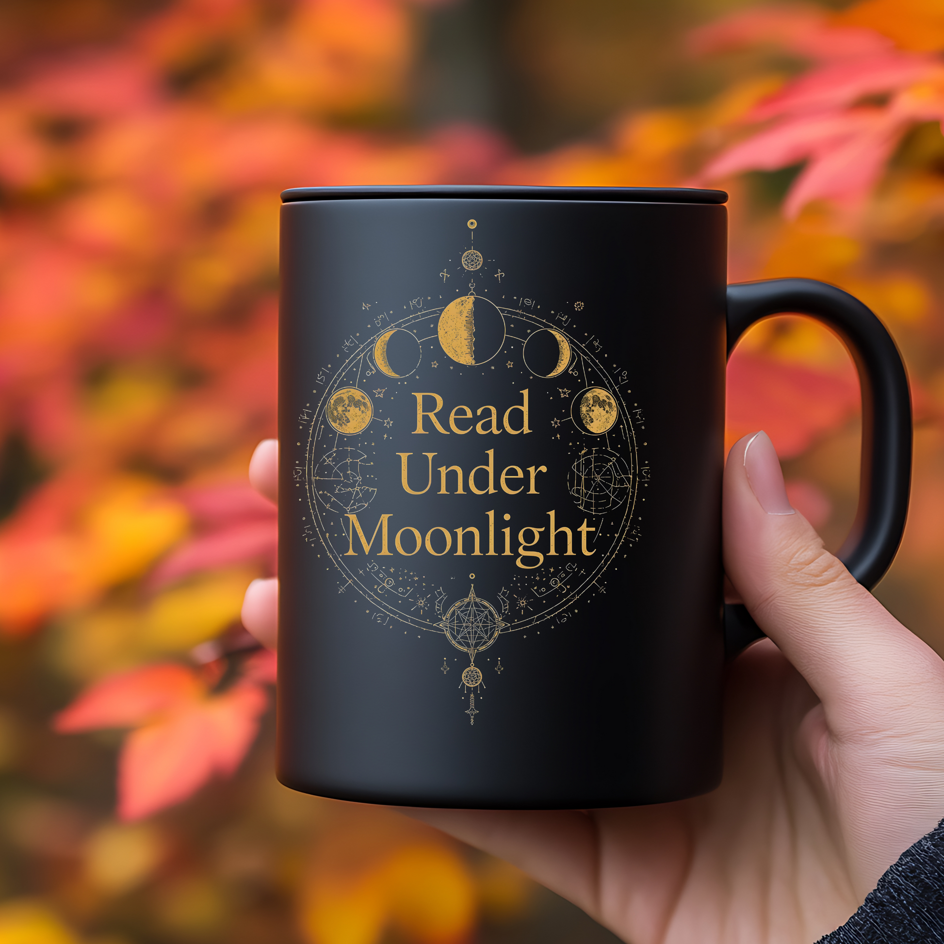Read Under Moonlight Mug | Celestial Dark Academia Coffee Cup | Gothic Book Lover Gift - BOOKISH & BREW