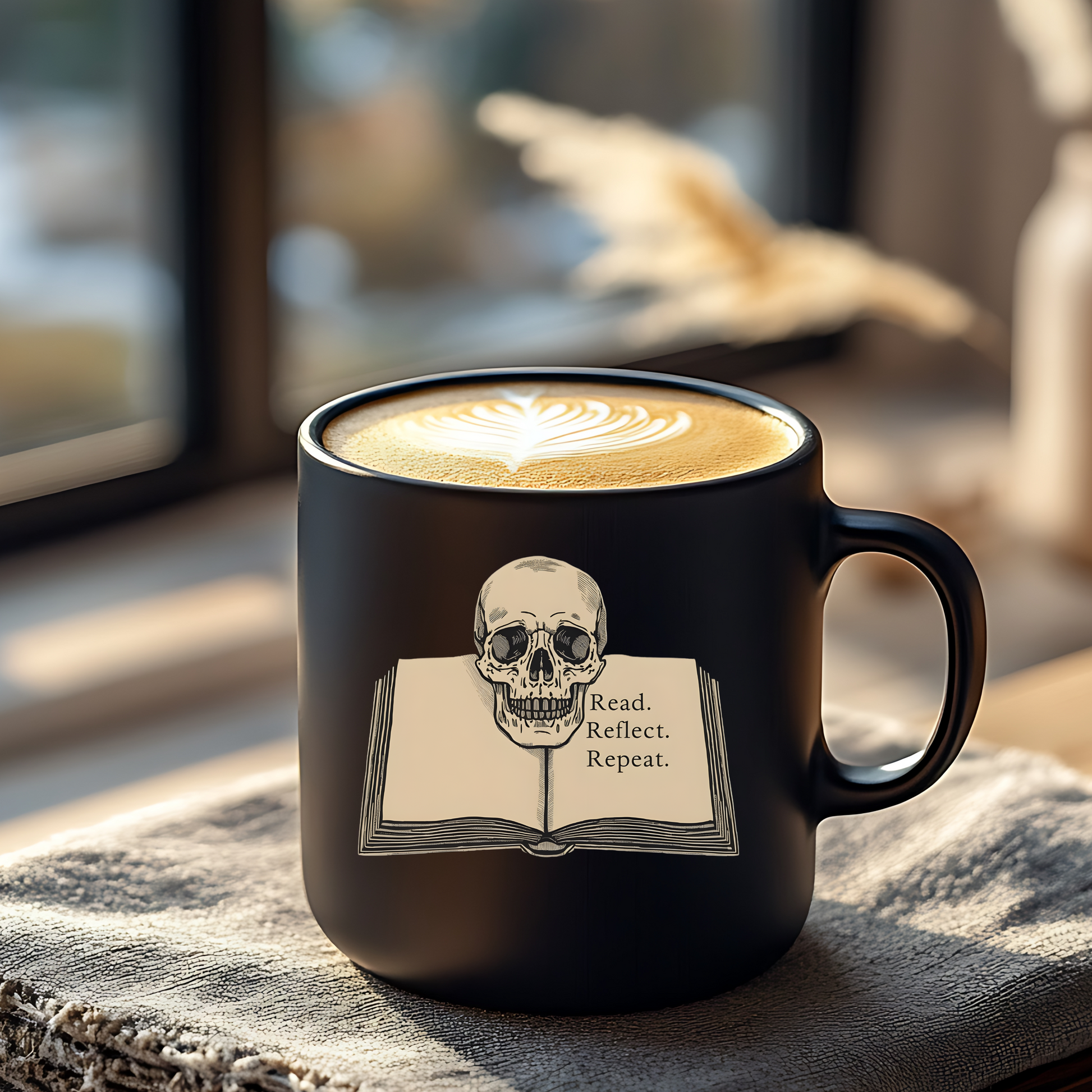 Read Reflect Repeat Mug | Dark Academia Literary Coffee Cup | Book Lover Gift - BOOKISH & BREW