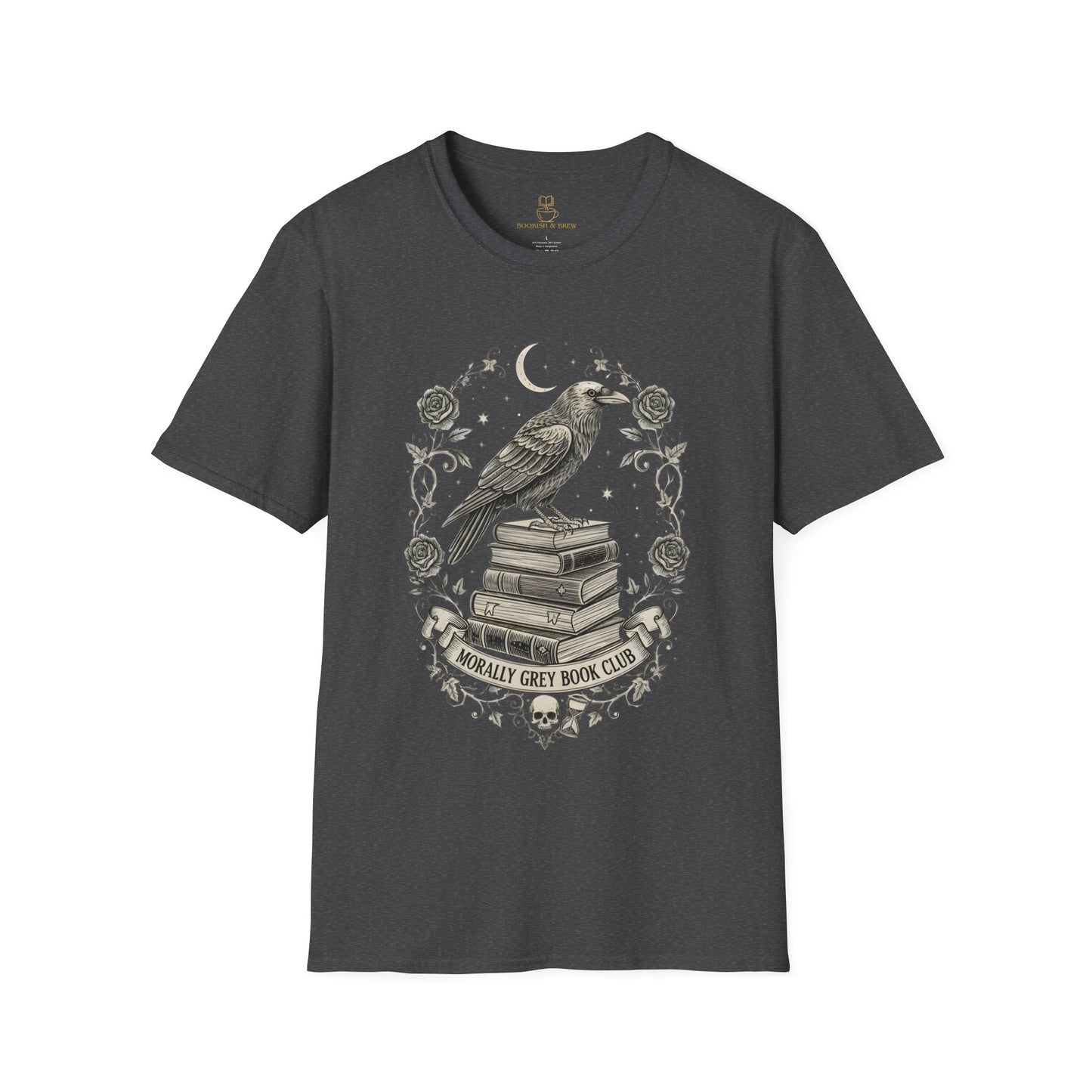 Gothic Raven Book Club T-Shirt - Morally Grey Book Club - BOOKISH & BREW