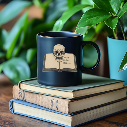 Read Reflect Repeat Mug | Dark Academia Literary Coffee Cup | Book Lover Gift - BOOKISH & BREW