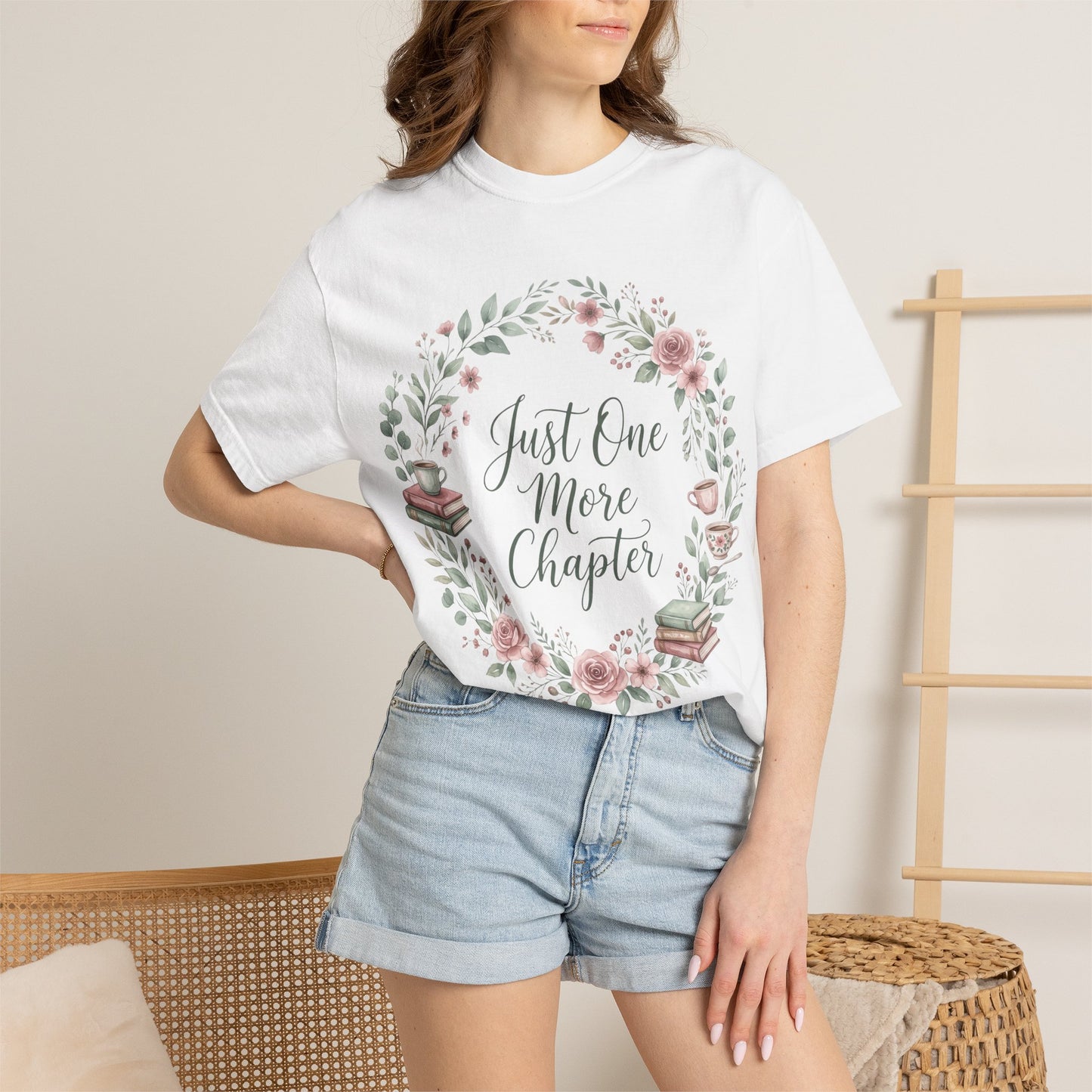 Just One More Chapter Shirt — Book Lover T-Shirt Floral Bookish Tee Reader Gift Comfort Colors Book Club Shirt Bookworm Gift Reading Shirt
