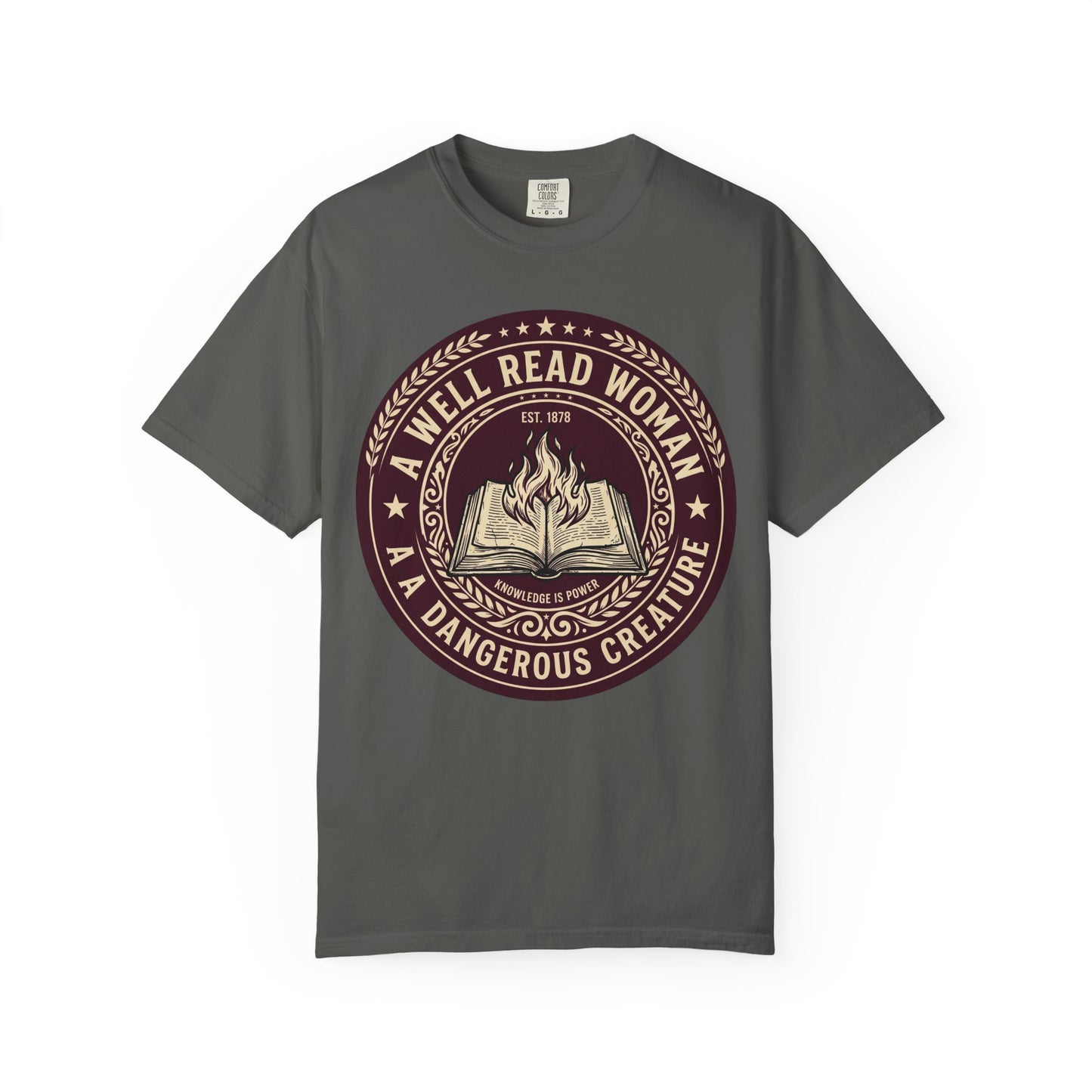 A Well Read Woman Is A Dangerous Creature Shirt — Bookish Tee Feminist Reader Gift Comfort Colors Book Lover Shirt Literary Gift Bookworm Tee