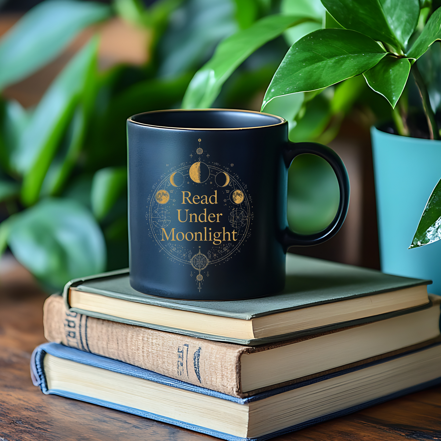 Read Under Moonlight Mug | Celestial Dark Academia Coffee Cup | Gothic Book Lover Gift - BOOKISH & BREW