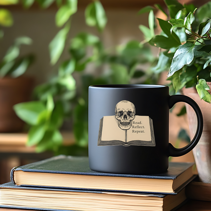 Read Reflect Repeat Mug | Dark Academia Literary Coffee Cup | Book Lover Gift - BOOKISH & BREW
