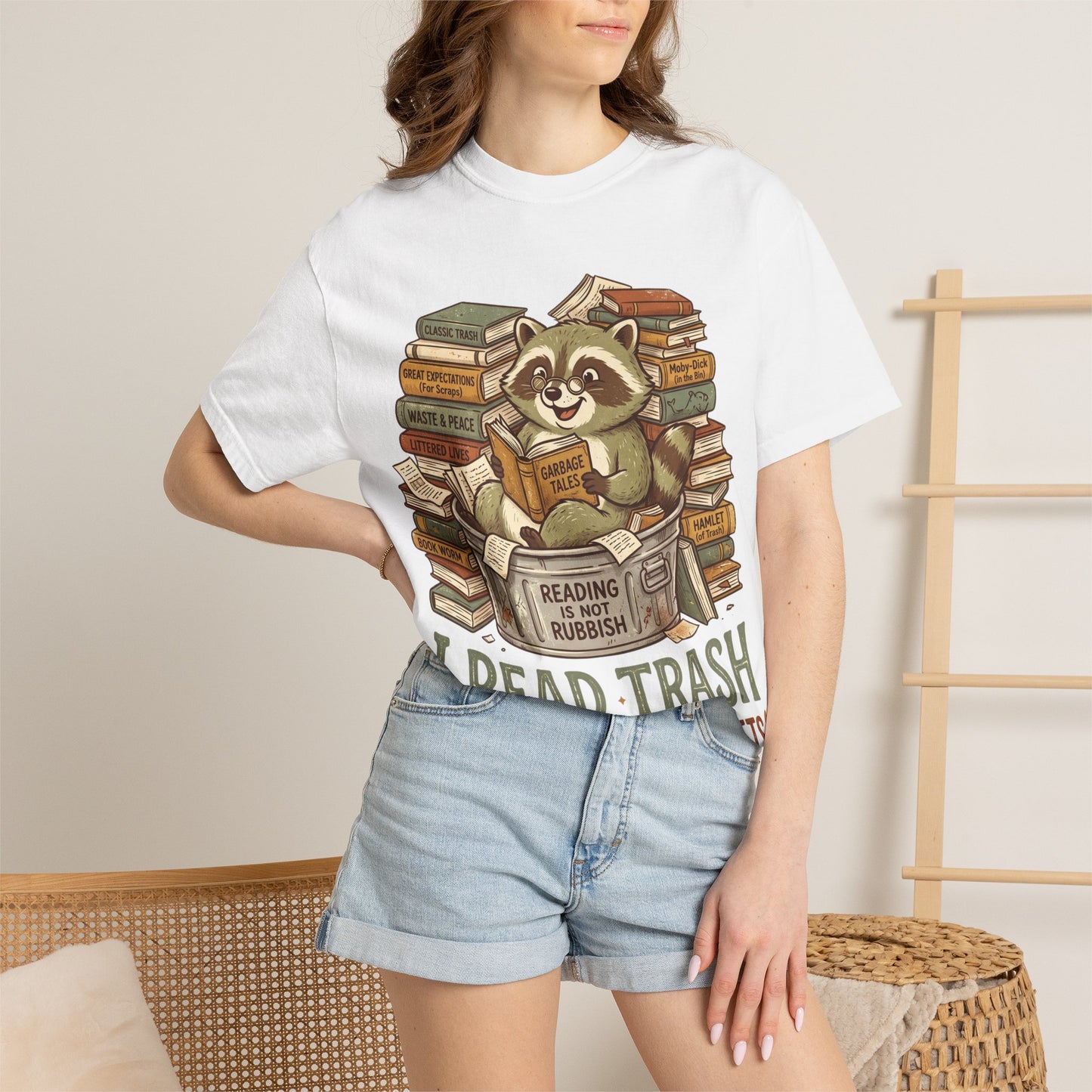 Funny Raccoon Reading Shirt — I Read Trash and I Have No Regrets — Book Lover Tee Bookish Gift Reader Shirt Comfort Colors Bookworm Gift