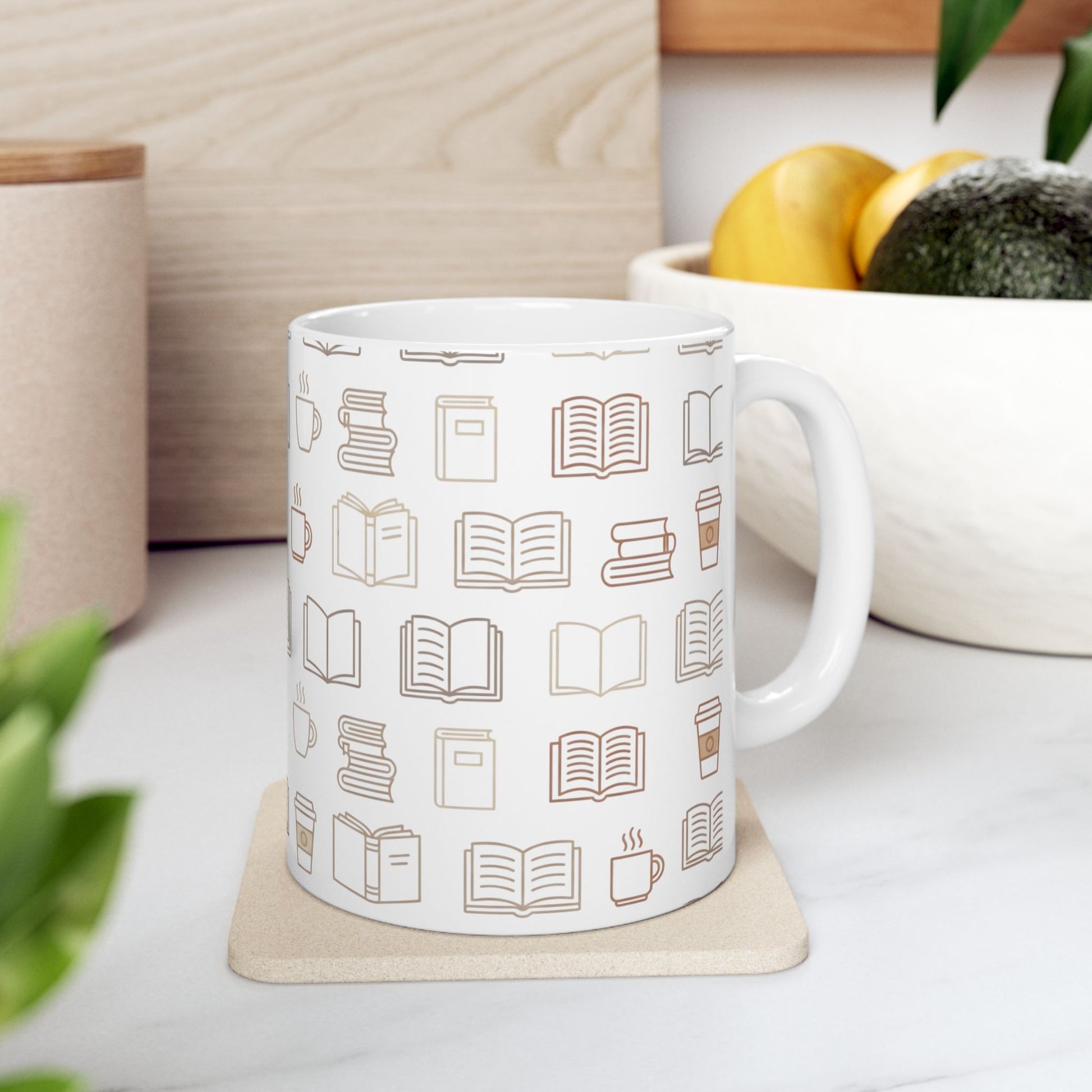 Book Lover Pattern Mug – Minimalist Books and Coffee Design - BOOKISH & BREW