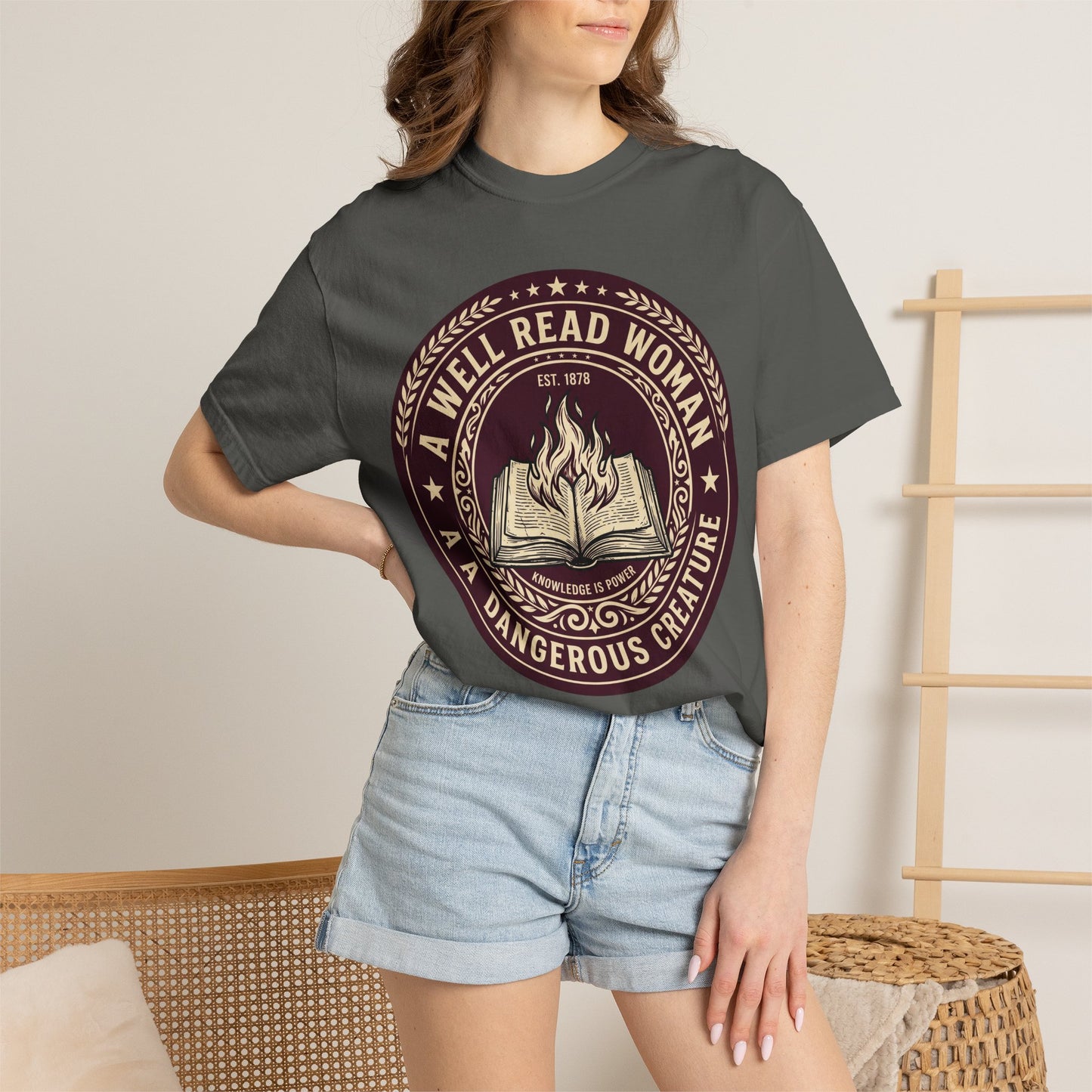 A Well Read Woman Is A Dangerous Creature Shirt — Bookish Tee Feminist Reader Gift Comfort Colors Book Lover Shirt Literary Gift Bookworm Tee