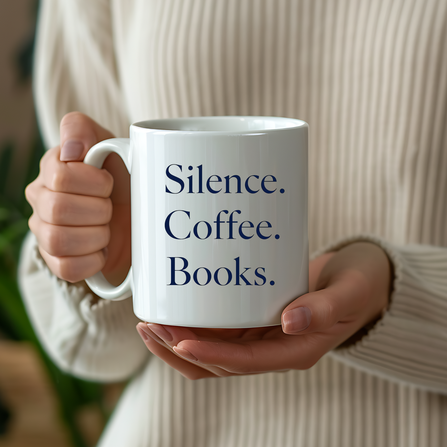 Silence Coffee Books Mug | Minimal Dark Academia Mug | Book Lover Gift - BOOKISH & BREW