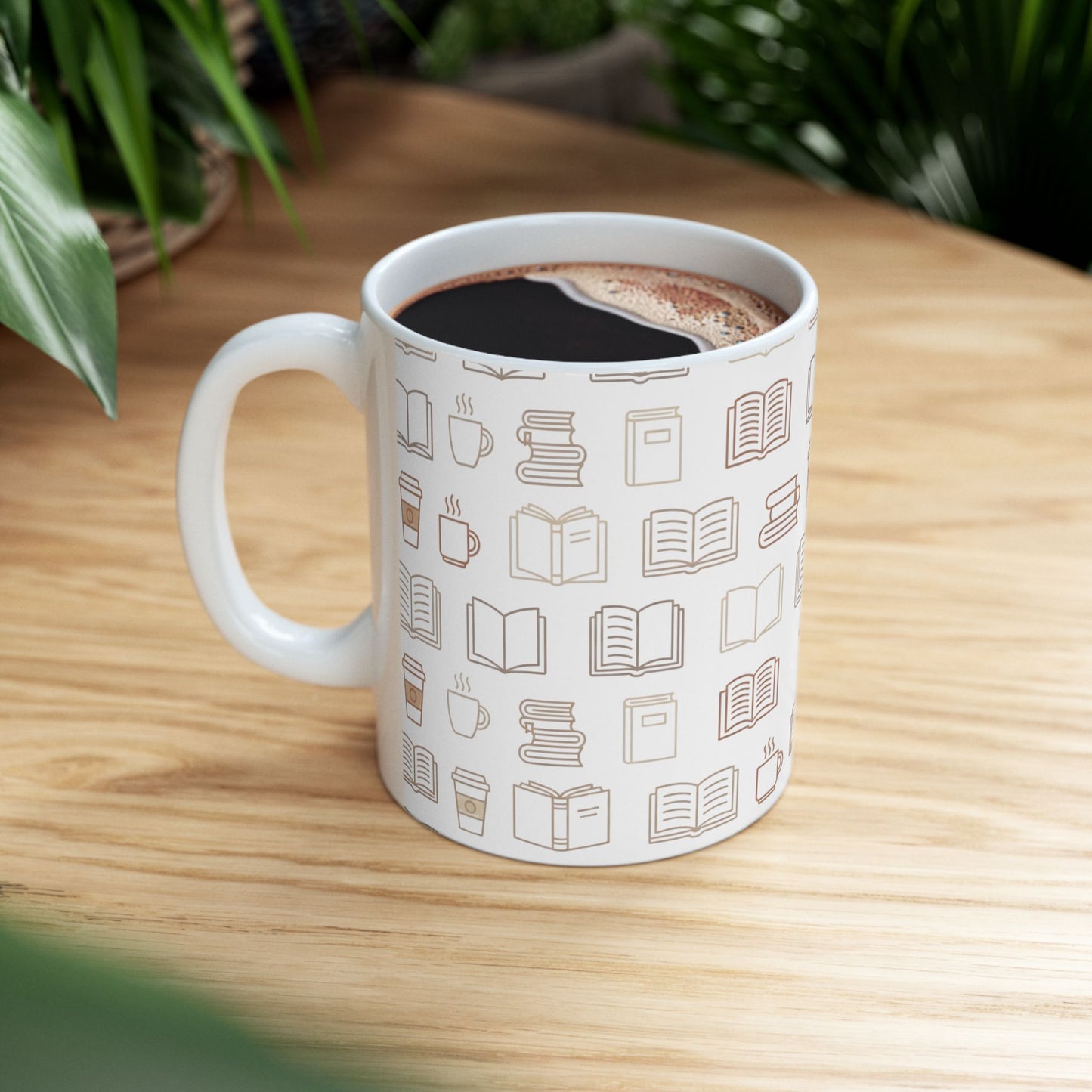 Book Lover Pattern Mug – Minimalist Books and Coffee Design - BOOKISH & BREW