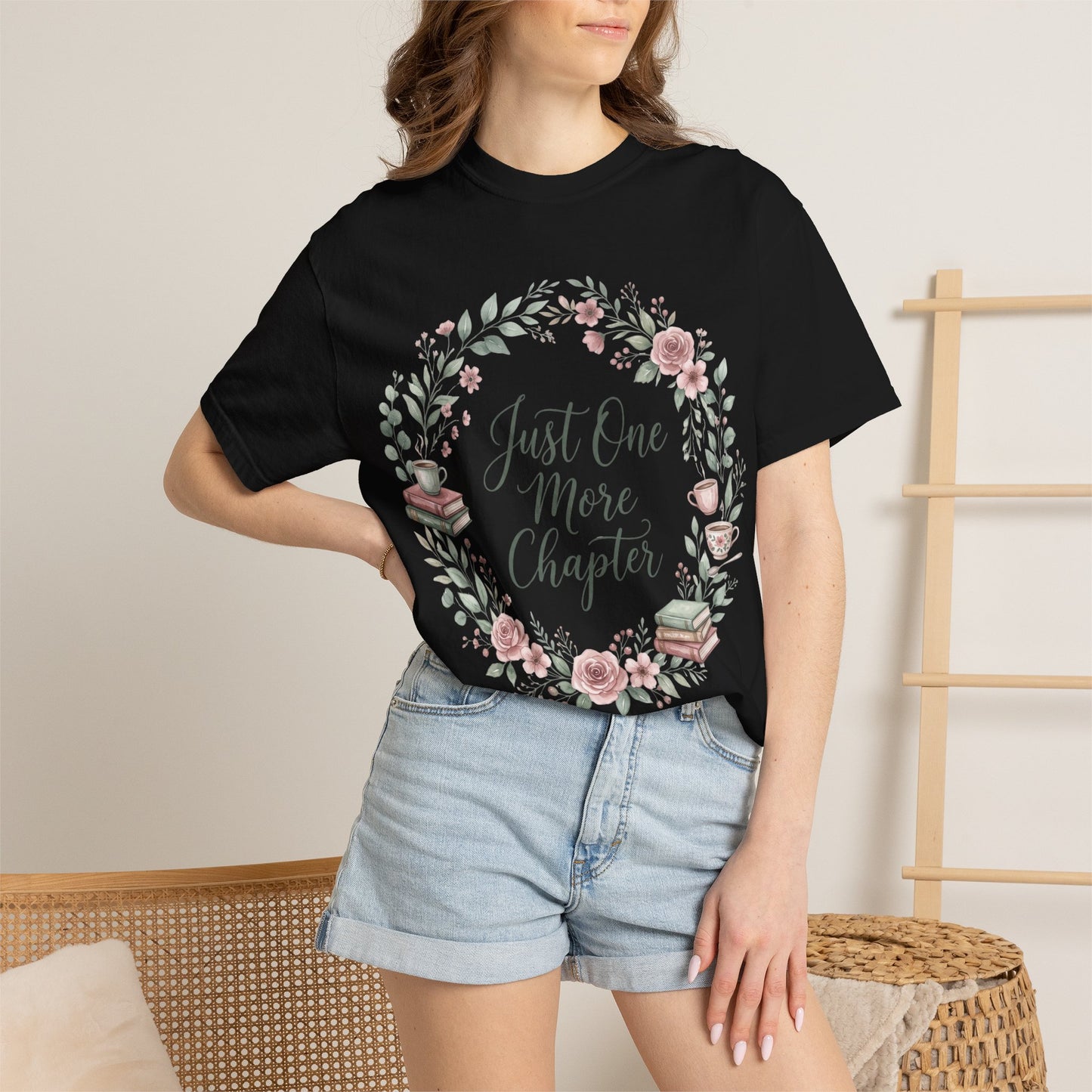 Just One More Chapter Shirt — Book Lover T-Shirt Floral Bookish Tee Reader Gift Comfort Colors Book Club Shirt Bookworm Gift Reading Shirt