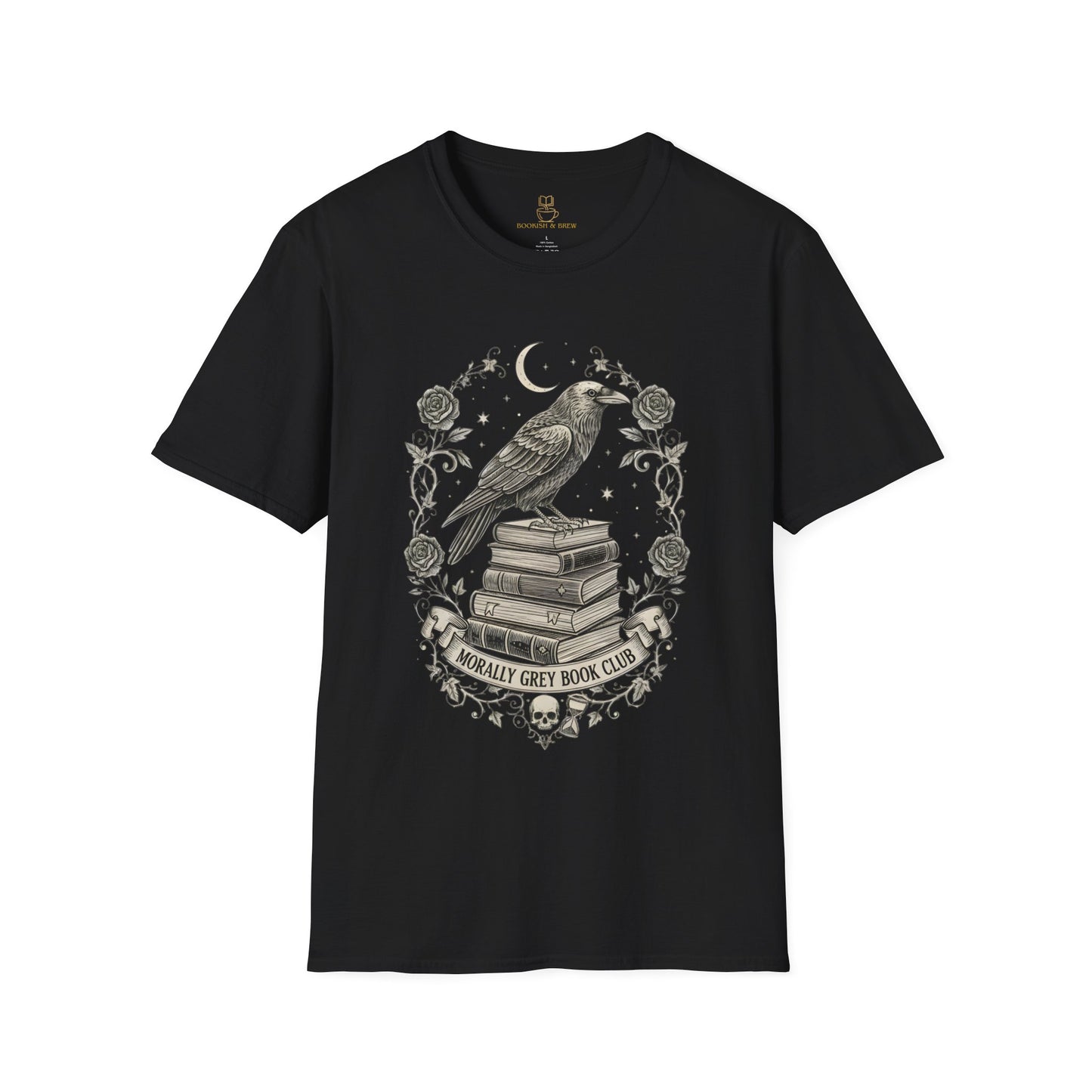 Gothic Raven Book Club T-Shirt - Morally Grey Book Club - BOOKISH & BREW