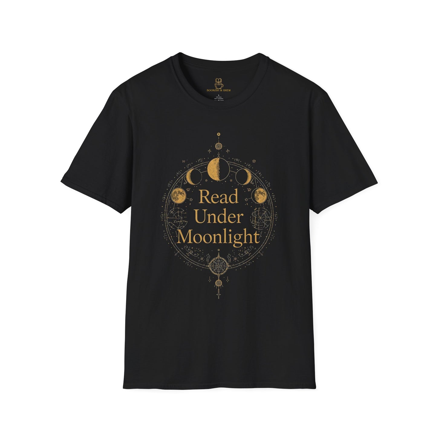 Read Under Moonlight T-Shirt — Moon Phases Graphic Tee for Book Lovers - BOOKISH & BREW