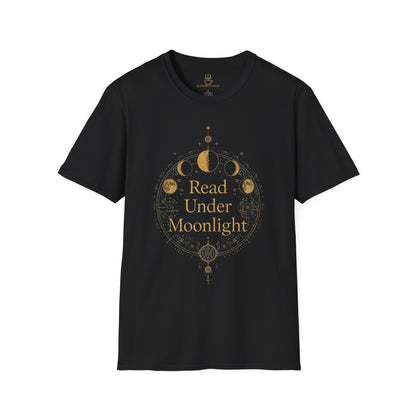Read Under Moonlight T-Shirt — Moon Phases Graphic Tee for Book Lovers - BOOKISH & BREW