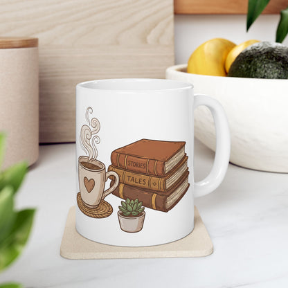 Cozy Reading Mug – Book Lover Coffee Cup Illustration - BOOKISH & BREW