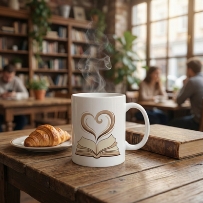 Book and Coffee Mug – Cozy Book Lover Coffee Cup Illustration - BOOKISH & BREW