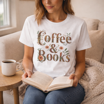 Coffee and Books T-Shirt – Cozy Book Lover Graphic Tee