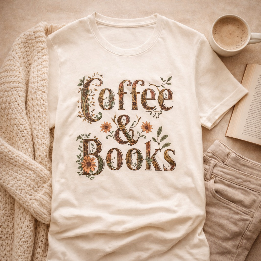 Coffee and Books T-Shirt – Cozy Book Lover Graphic Tee