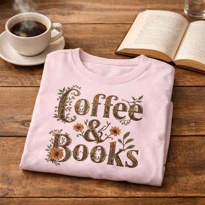Coffee and Books T-Shirt – Cozy Book Lover Graphic Tee