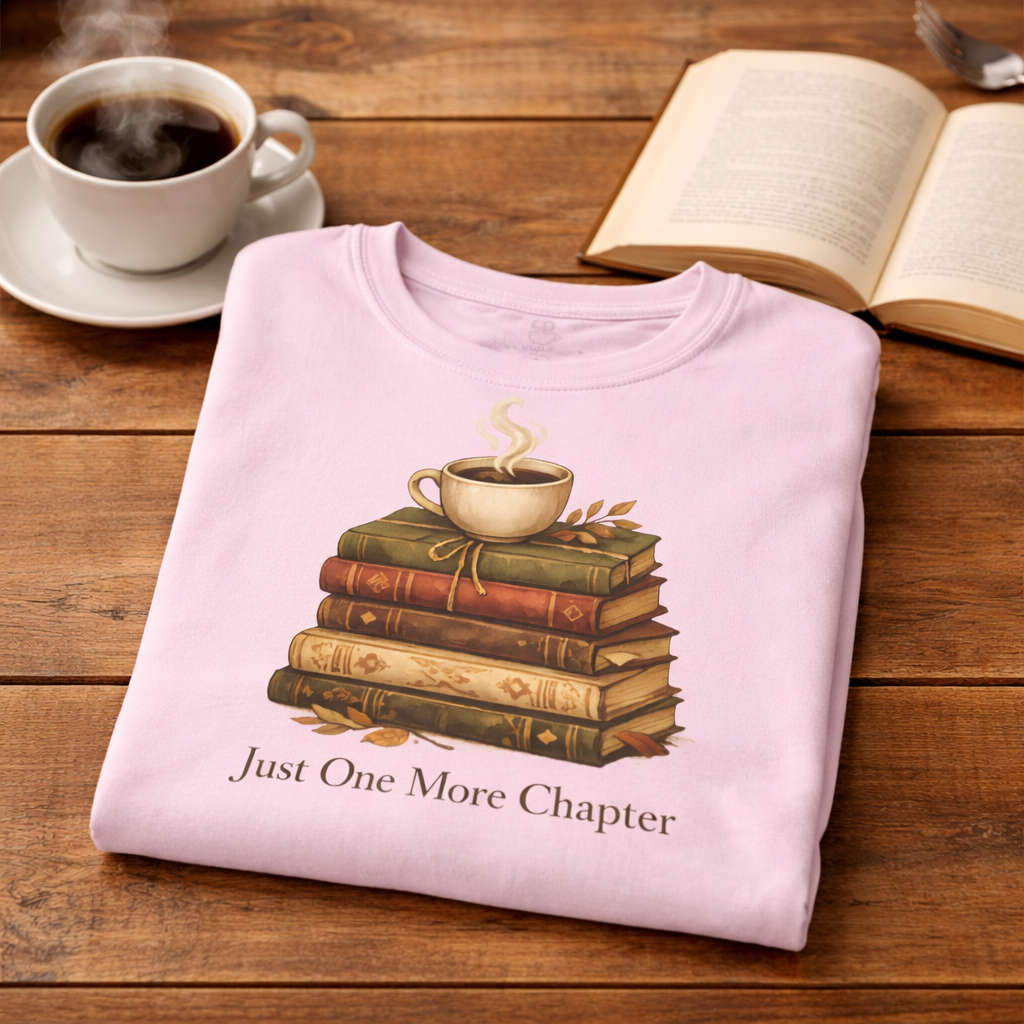 Just One More Chapter T-Shirt – Cozy Book Lover Tee