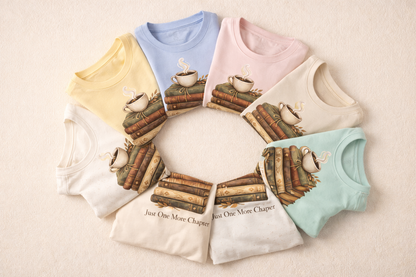 Just One More Chapter T-Shirt – Cozy Book Lover Tee