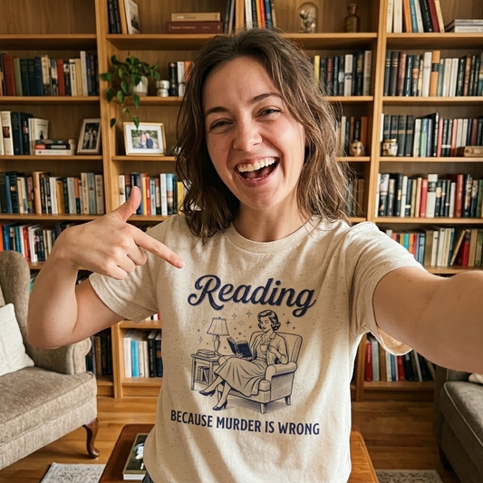 Reading Because Murder Is Wrong Shirt, Funny Book Lover Gift Printify